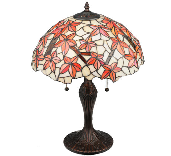 Meyda Lighting Starfish 22" 2-Light Mahogany Bronze Table Lamp With Multi-Colored Shade Glass