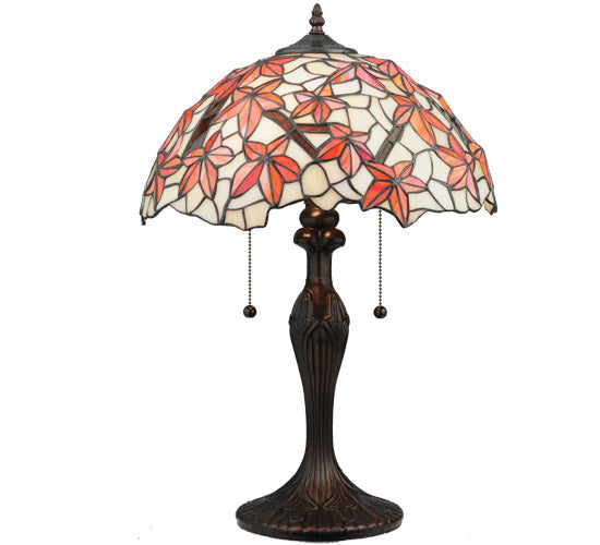 Meyda Lighting Starfish 22" 2-Light Mahogany Bronze Table Lamp With Multi-Colored Shade Glass