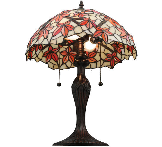 Meyda Lighting Starfish 22" 2-Light Mahogany Bronze Table Lamp With Multi-Colored Shade Glass