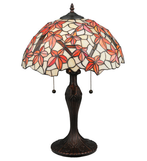 Meyda Lighting Starfish 22" 2-Light Mahogany Bronze Table Lamp With Multi-Colored Shade Glass