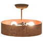 Meyda Lighting Starry 15" 3-Light Hand Painted Rust Semi-flush Mount Light With Amber Mica Shade Glass