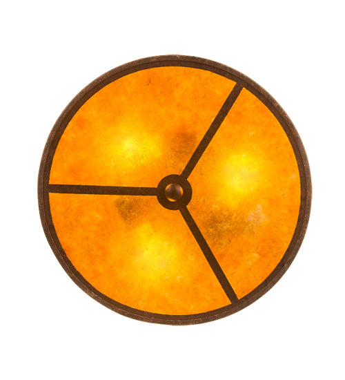 Meyda Lighting Starry 15" 3-Light Hand Painted Rust Semi-flush Mount Light With Amber Mica Shade Glass