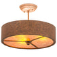 Meyda Lighting Starry 15" 3-Light Hand Painted Rust Semi-flush Mount Light With Amber Mica Shade Glass