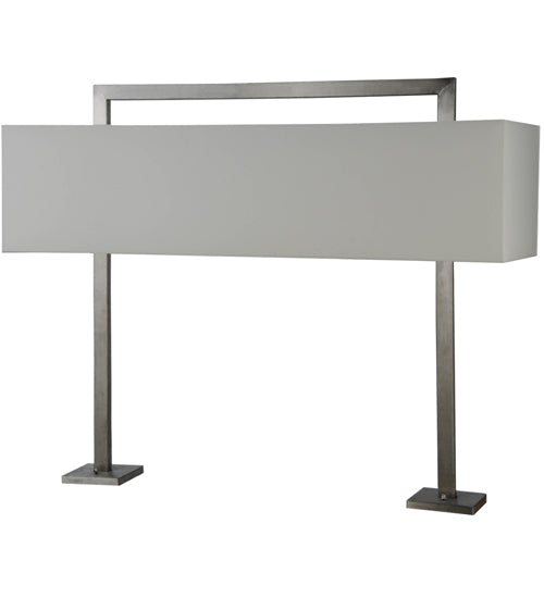 Meyda Lighting State College 39" 4-Light Brushed Nickel Rectangle Table Lamp With Beige Laura Cream Shade Glass