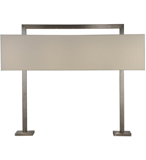 Meyda Lighting State College 39" 4-Light Brushed Nickel Rectangle Table Lamp With Beige Laura Cream Shade Glass