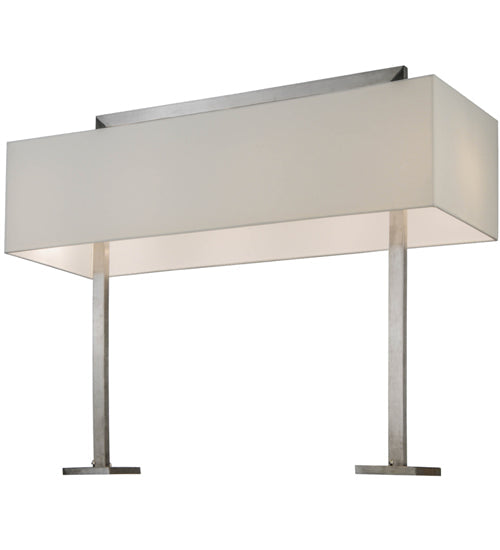 Meyda Lighting State College 39" 4-Light Brushed Nickel Rectangle Table Lamp With Beige Laura Cream Shade Glass