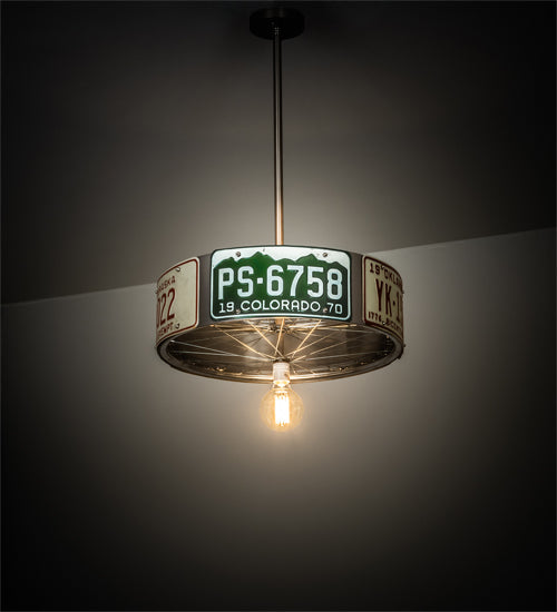 Meyda Lighting StatePlate 22" Raw Steel Pendant Light