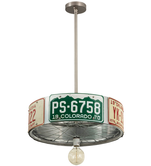 Meyda Lighting StatePlate 22" Raw Steel Pendant Light