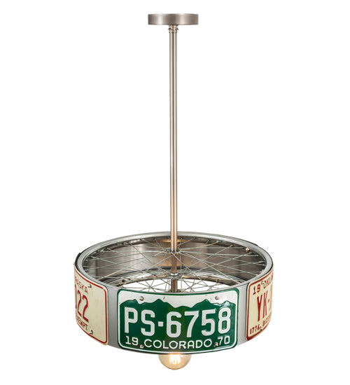 Meyda Lighting StatePlate 22" Raw Steel Pendant Light