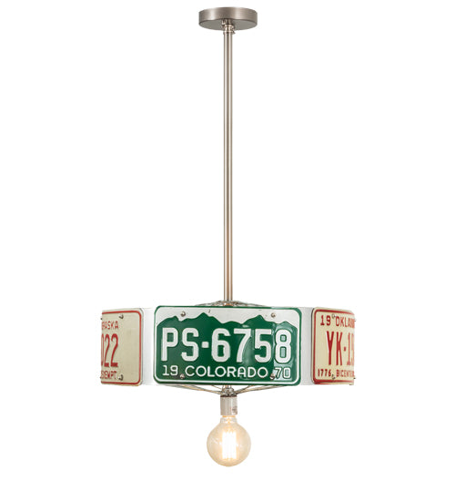 Meyda Lighting StatePlate 22" Raw Steel Pendant Light