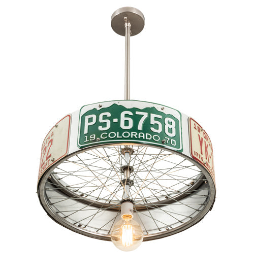 Meyda Lighting StatePlate 22" Raw Steel Pendant Light