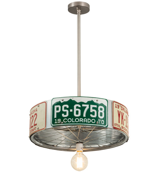 Meyda Lighting StatePlate 22" Raw Steel Pendant Light