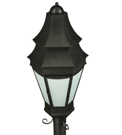 Meyda Lighting Statesboro 14" 2-Light Craftsman Brown Street Post Light With Clear Ripple Shade Glass