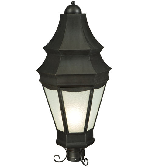 Meyda Lighting Statesboro 14" 2-Light Craftsman Brown Street Post Light With Clear Ripple Shade Glass