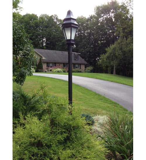 Meyda Lighting Statesboro 14" 2-Light Craftsman Brown Street Post Light With Clear Ripple Shade Glass