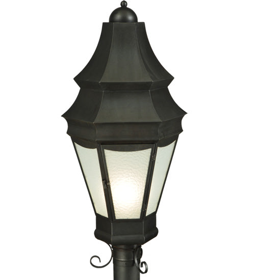 Meyda Lighting Statesboro 14" 2-Light Craftsman Brown Street Post Light With Clear Ripple Shade Glass