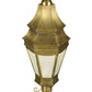 Meyda Lighting Statesboro 14" Brushed Brass Outdoor Post Light With Frosted Clear Ripple Art Shade Glass