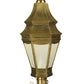 Meyda Lighting Statesboro 14" Brushed Brass Outdoor Post Light With Frosted Clear Ripple Art Shade Glass