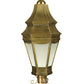 Meyda Lighting Statesboro 14" Brushed Brass Outdoor Post Light With Frosted Clear Ripple Art Shade Glass