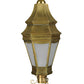 Meyda Lighting Statesboro 14" Brushed Brass Outdoor Post Light With Frosted Clear Ripple Art Shade Glass