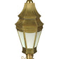 Meyda Lighting Statesboro 14" Brushed Brass Outdoor Post Light With Frosted Clear Ripple Art Shade Glass