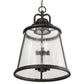 Meyda Lighting Steadman 26" 6-Light Old Wrought Iron Lantern Pendant Light With Clear Seeded Shade Glass