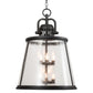 Meyda Lighting Steadman 26" 6-Light Old Wrought Iron Lantern Pendant Light With Clear Seeded Shade Glass