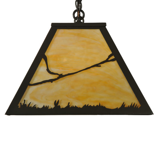 Meyda Lighting Steer 33" 6-Light Timeless Bronze Island Pendant Light With Beige Art Shade Glass