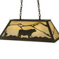 Meyda Lighting Steer 33" 6-Light Timeless Bronze Island Pendant Light With Beige Art Shade Glass