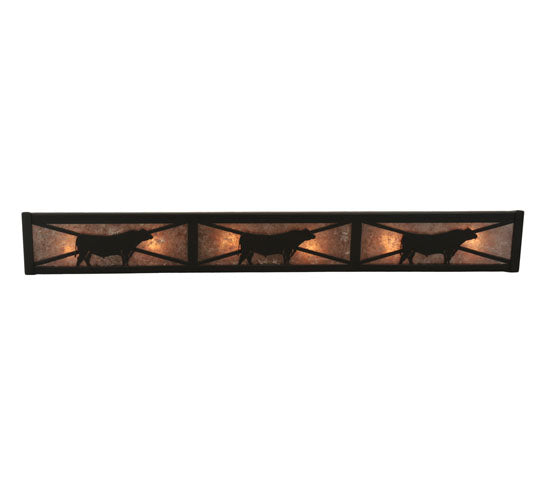 Meyda Lighting Steer 36" 6-Light Timeless Bronze Vanity Light With Silver Mica Shade Glass