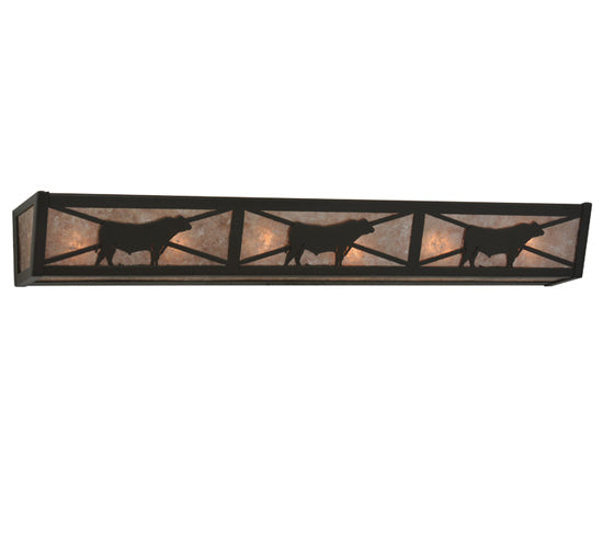 Meyda Lighting Steer 36" 6-Light Timeless Bronze Vanity Light With Silver Mica Shade Glass