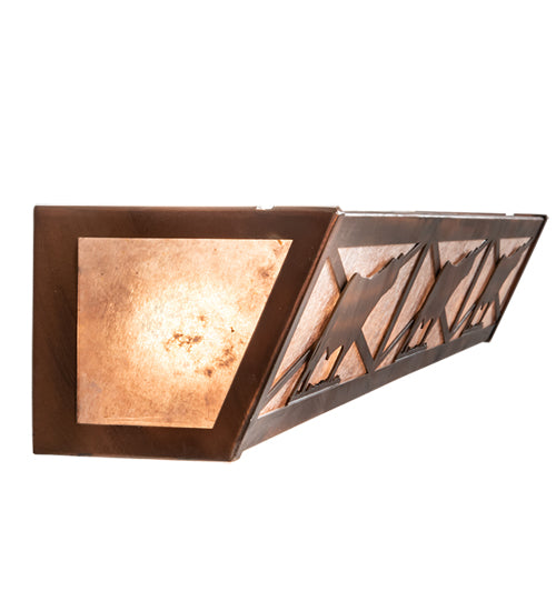 Meyda Lighting Steer 36" 6-Light Vintage Copper Vanity Light With Silver Mica Shade Glass