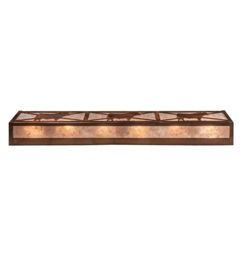 Meyda Lighting Steer 36" 6-Light Vintage Copper Vanity Light With Silver Mica Shade Glass
