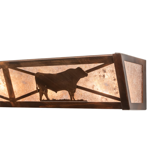 Meyda Lighting Steer 36" 6-Light Vintage Copper Vanity Light With Silver Mica Shade Glass