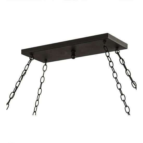 Meyda Lighting Steer 50" 9-Light Wrought Iron Victorian Island Pendant Light With Silver Mica Shade Glass