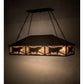 Meyda Lighting Steer 50" 9-Light Wrought Iron Victorian Island Pendant Light With Silver Mica Shade Glass