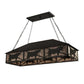 Meyda Lighting Steer 50" 9-Light Wrought Iron Victorian Island Pendant Light With Silver Mica Shade Glass