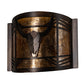 Meyda Lighting Steer Skull 12" Antique Copper Wall Sconce With Amber Mica Shade Glass