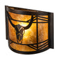 Meyda Lighting Steer Skull 12" Antique Copper Wall Sconce With Amber Mica Shade Glass