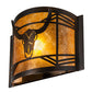 Meyda Lighting Steer Skull 12" Antique Copper Wall Sconce With Amber Mica Shade Glass