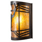 Meyda Lighting Steer Skull 12" Antique Copper Wall Sconce With Amber Mica Shade Glass