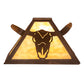 Meyda Lighting Steer Skull 16" Rust Frame With Beige Art Shade Glass