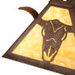 Meyda Lighting Steer Skull 16" Rust Frame With Beige Art Shade Glass