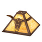 Meyda Lighting Steer Skull 16" Rust Frame With Beige Art Shade Glass