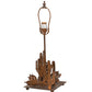 Meyda Lighting Steer Skull 21" Rust Table Lamp With Beige Art Shade Glass