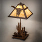 Meyda Lighting Steer Skull 21" Rust Table Lamp With Beige Art Shade Glass