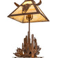 Meyda Lighting Steer Skull 21" Rust Table Lamp With Beige Art Shade Glass
