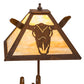 Meyda Lighting Steer Skull 21" Rust Table Lamp With Beige Art Shade Glass