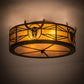 Meyda Lighting Steer Skull 23" 4-Light Antique Copper Flush Mount Light With Amber Mica Shade Glass