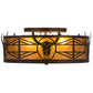 Meyda Lighting Steer Skull 23" 4-Light Antique Copper Flush Mount Light With Amber Mica Shade Glass